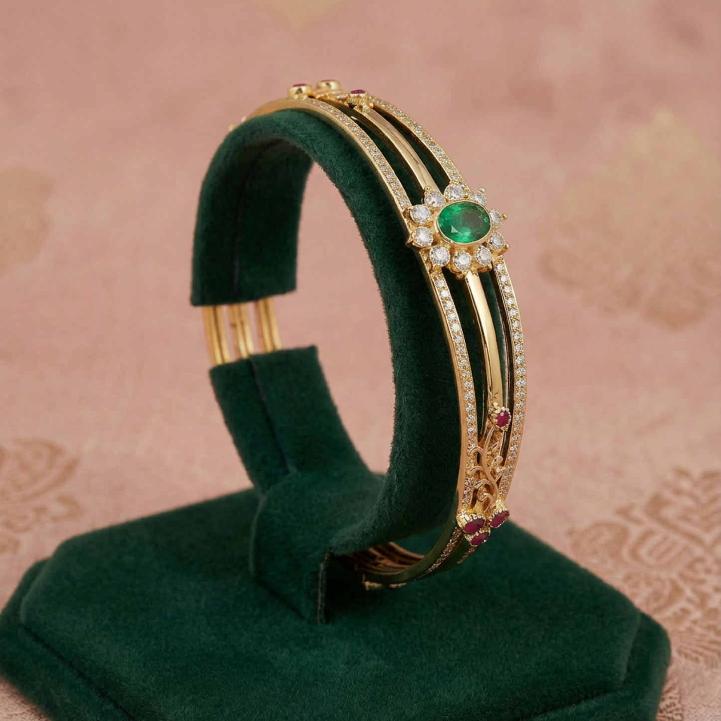 Emeraled Triple Layered Bangles