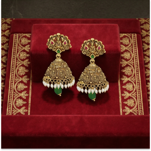 Pearls & Emerald Lakshmi Jimmiki