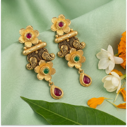 Minimal Ruby & Emrald Stone Drops