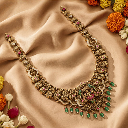 Emerald CZ Stone Kaja Lakshmi Malai