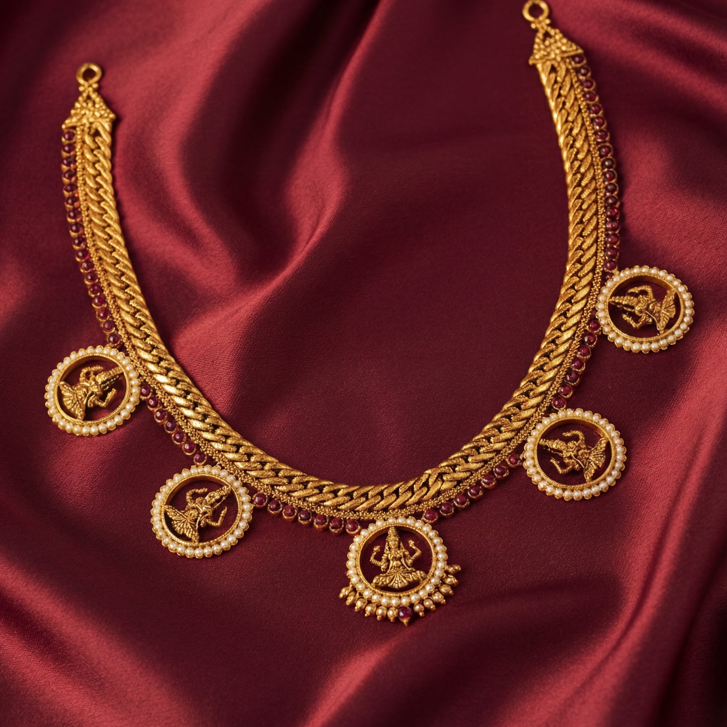 Emerald Stone with Lakshmi Necklace