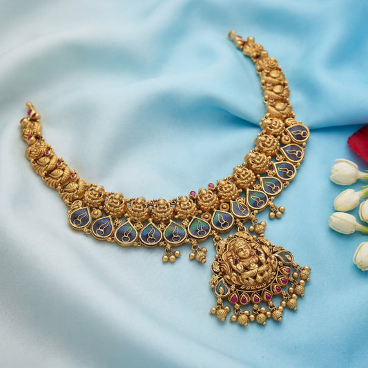 Peacock Feather Lakshmi Necklace