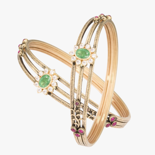Emeraled Triple Layered Bangles