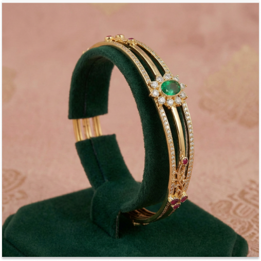 Emeraled Triple Layered Bangles