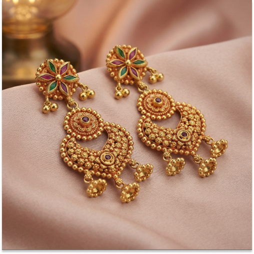 Ruby Stone with Emerald & Pearls Beats Drops