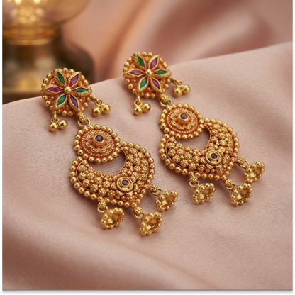 Ruby Stone with Emerald & Pearls Beats Drops