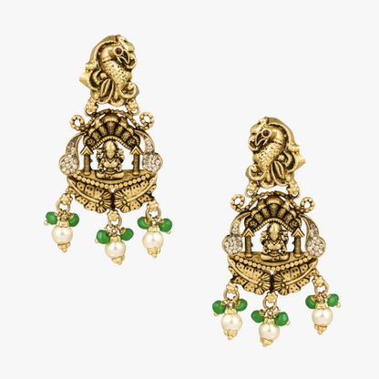 CZ Stone With emerald beats Peacock Drops