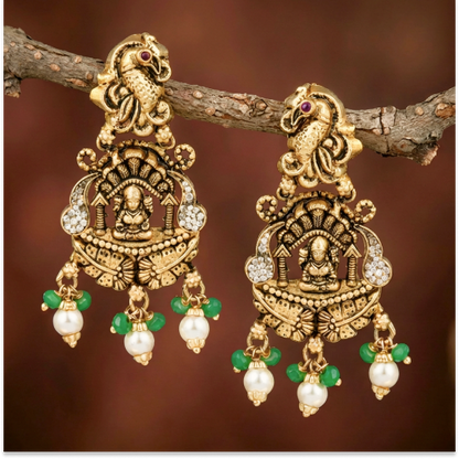 CZ Stone With emerald beats Peacock Drops