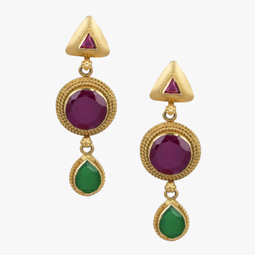 Classy Ruby & Emerald Stone Drops