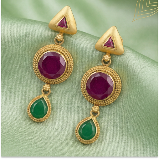 Classy Ruby & Emerald Stone Drops