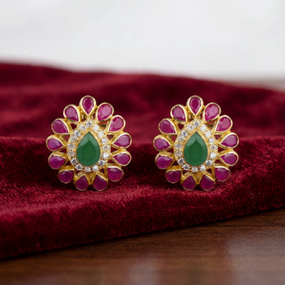 Emerald & Ruby Stoned Studs