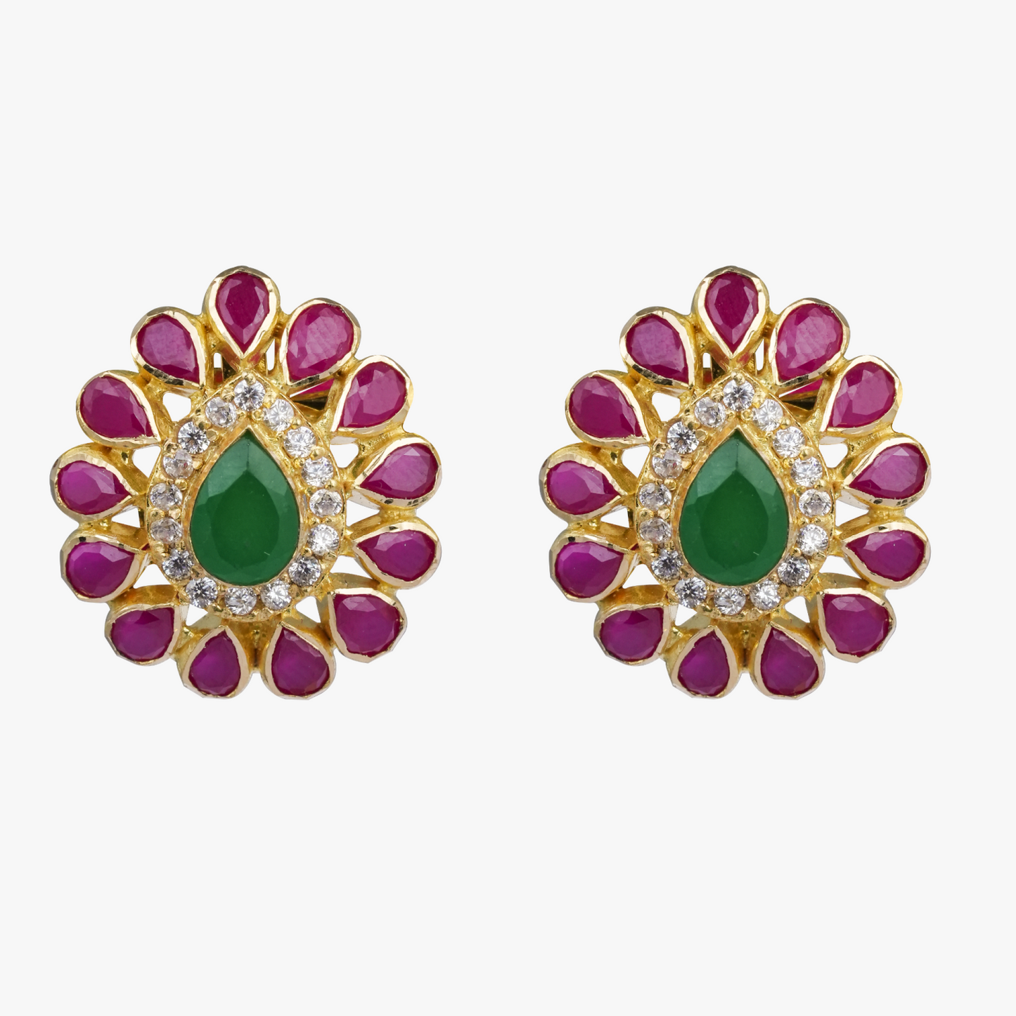 Emerald & Ruby Stoned Studs