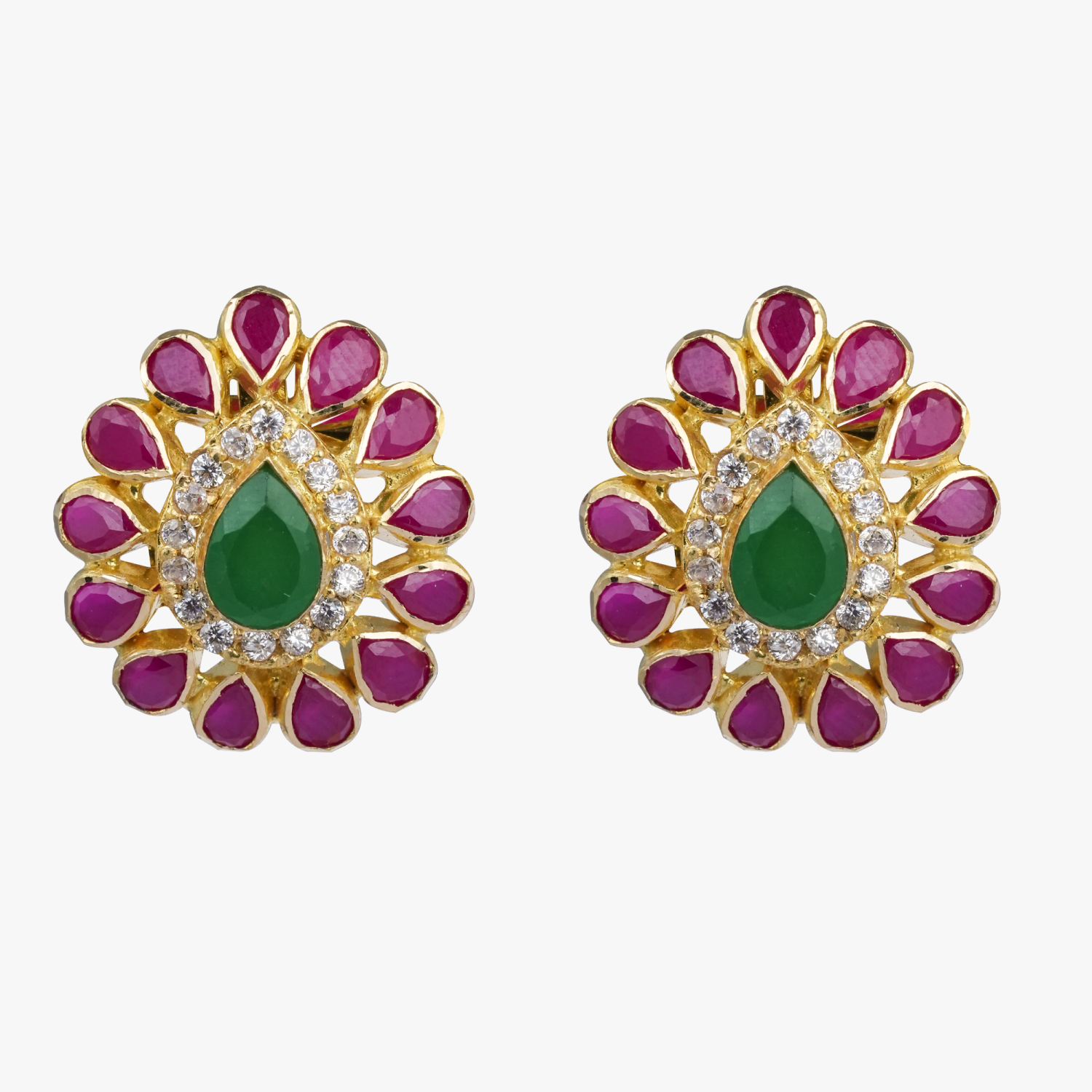 Emerald & Ruby Stoned Studs