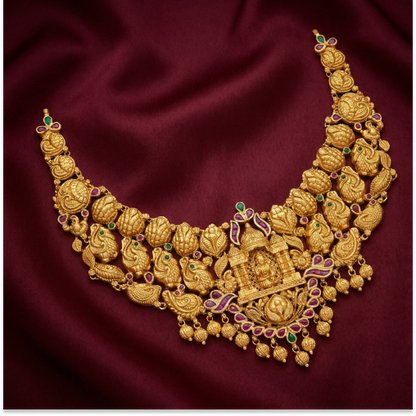 Peacock Feather Kajalakshmi Necklace