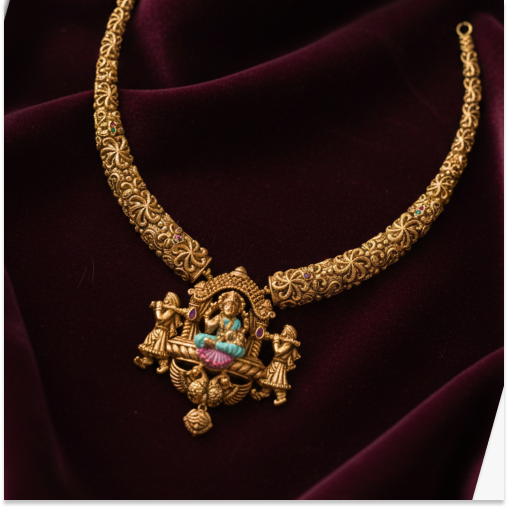 22 KT GOLD RED ANTIQUE NECKLACE