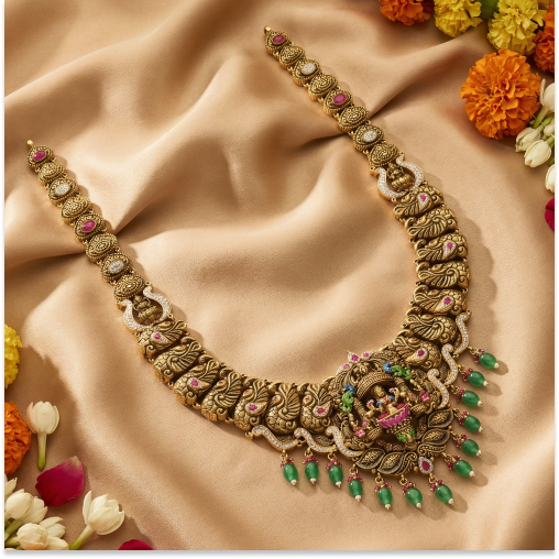 Emerald CZ Stone Kaja Lakshmi Malai