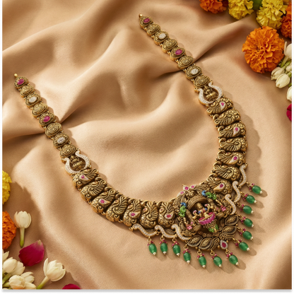 Emerald CZ Stone Kaja Lakshmi Malai