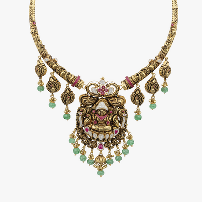 Emerald CZ Stone & Beats Neckalce