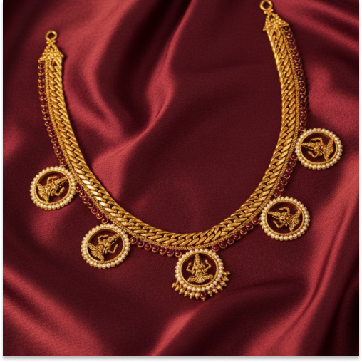 Emerald Stone with Lakshmi Necklace