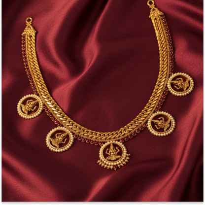 Emerald Stone with Lakshmi Necklace