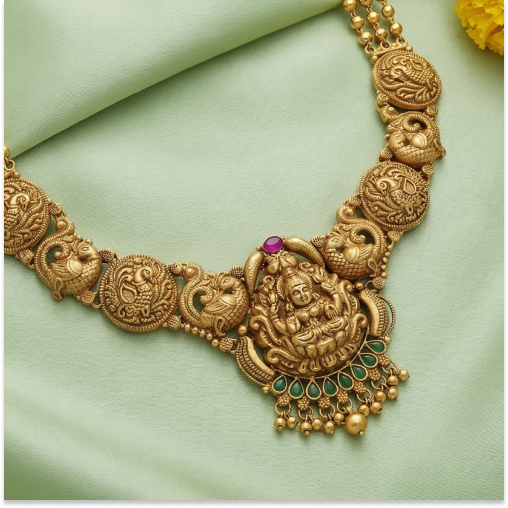 Emerald Lakshmi Necklace
