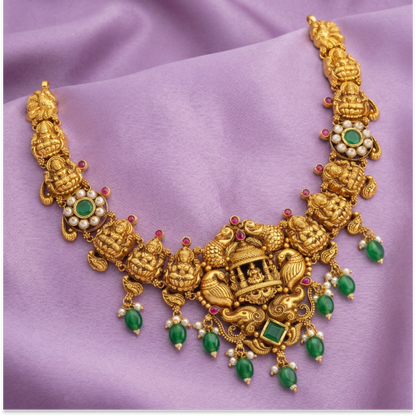 Emerald Stone & Beats Necklace