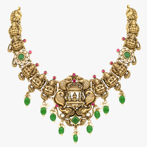 Emerald Stone & Beats Necklace