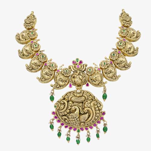 Emerald Beats with Peacock Necklace