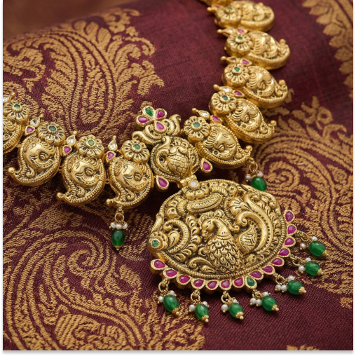 Emerald Beats with Peacock Necklace