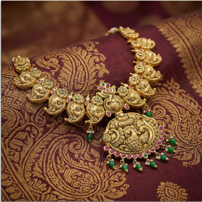 Emerald Beats with Peacock Necklace