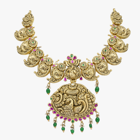 Emerald Beats with Peacock Necklace