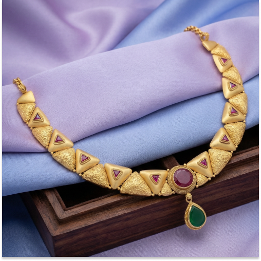 Elegant Ruby & Emerald Stoned Necklace