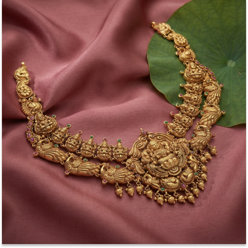 Double Layer Lakshmi With Peacock Necklace