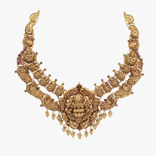 Double Layer Lakshmi With Peacock Necklace
