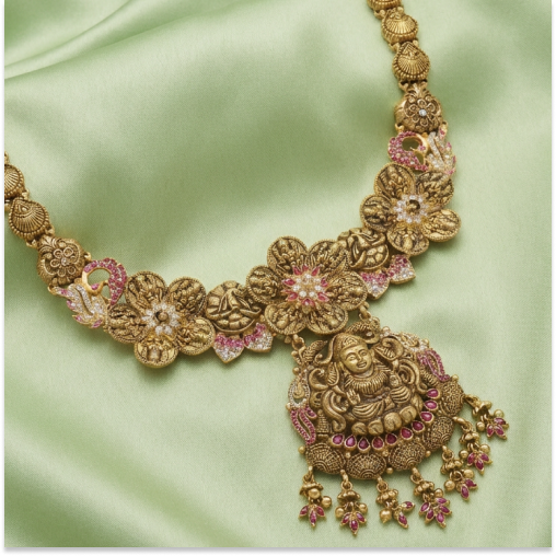 CZ Stone With Sparkling Antique Necklace