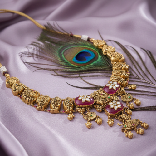 Kundan Ratha Krishna Necklace