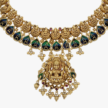 Peacock Feather Lakshmi Necklace